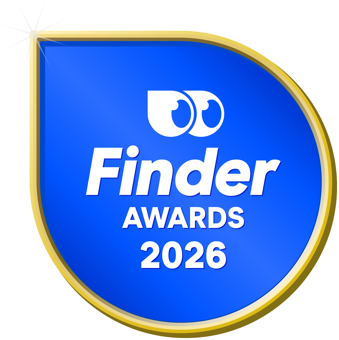 Blue badge with 'Finder Awards 2026' text and logo on a white background